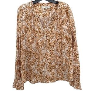 Loft Animal Print Long Sleeve Blouse
